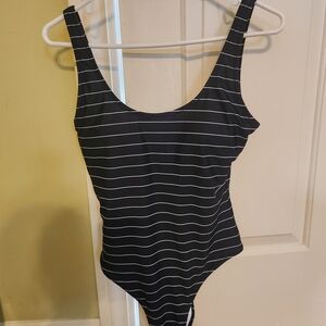 ZYIA Black and White Striped Kids One Piece